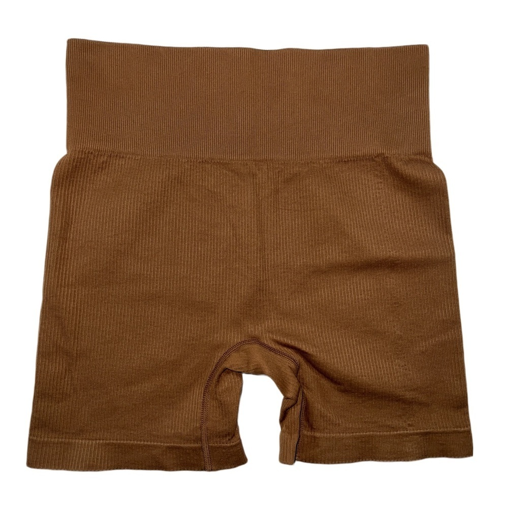 QQQ Seamless Ribbed Brown Set | Sports Bra + Biker Shorts | Size M | NWOT - Picture 3 of 5